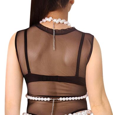 Лиф из жемчуга Art of Sex - Jasmine, цвет елый, размер XS-2XL, Черный