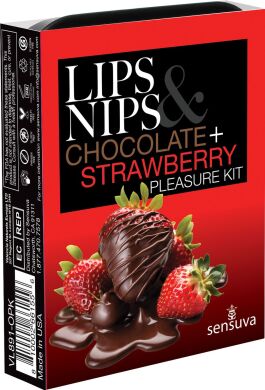 Подарочный набор Sensuva Lips & Nips Pleasure Kit - Chocolate Strawberry 2 x 4г