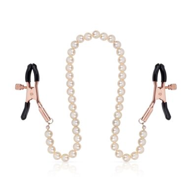 Затискачі для сосків з перлинним ланцюжком Rosy Gold - Nipple Clamps Pearls
