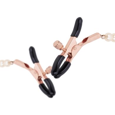 Затискачі для сосків з перлинним ланцюжком Rosy Gold - Nipple Clamps Pearls