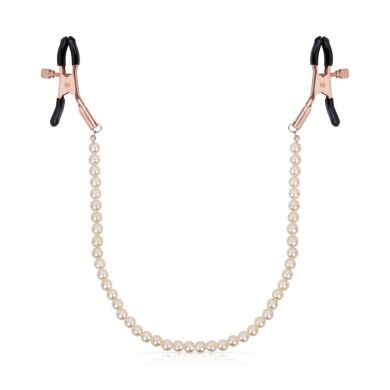 Затискачі для сосків з перлинним ланцюжком Rosy Gold - Nipple Clamps Pearls