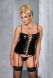 Корсет под латекс с пажами Passion BES CORSET 4XL/5XL, black, стринги, шнуровка, Черный