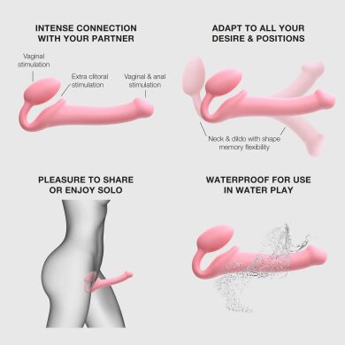 Безремневой страпон Strap-On-Me Rose L, полностью регулируемый, диаметр 3,7см