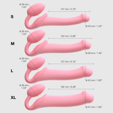 Безремневой страпон Strap-On-Me Rose XL, полностью регулируемый, диаметр 4,5см