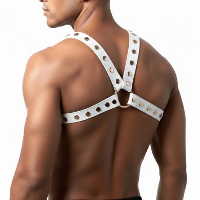 Чоловіча портупея Art of Sex - Spartacus, екошкіра, колір білий, розмір L-2XL, Белый