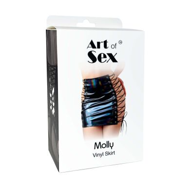 Юбка на шнуровке Art of Sex - Molly, цвет черный с эффектом мокрого бархата, XS-M, Черный