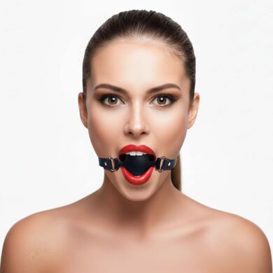 Кляп силиконовый с фаллоимитатором Art of Sex - Phallus, натуральная кожа, черный, Черный